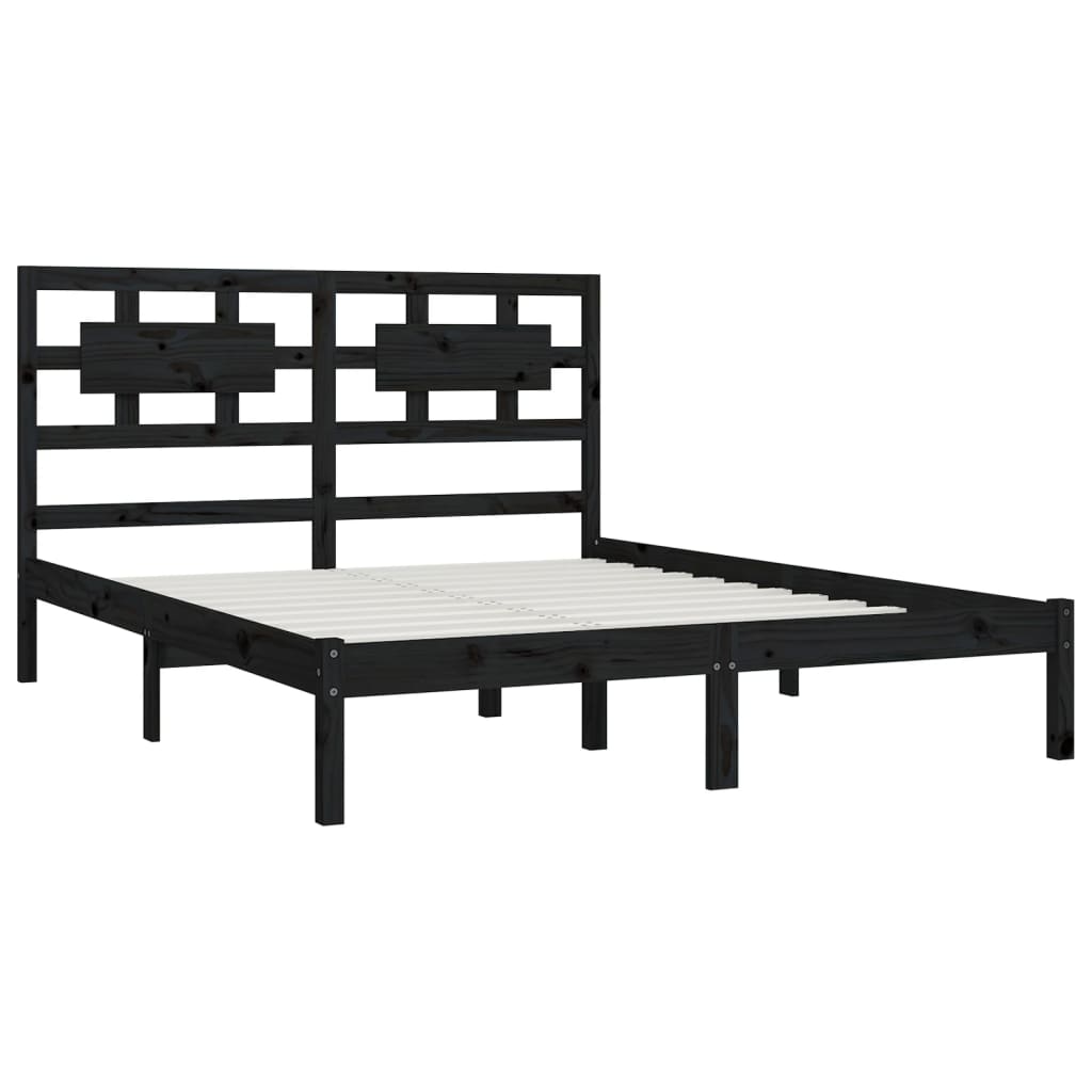 vidaXL Bedframe massief grenenhout zwart 200x200 cm