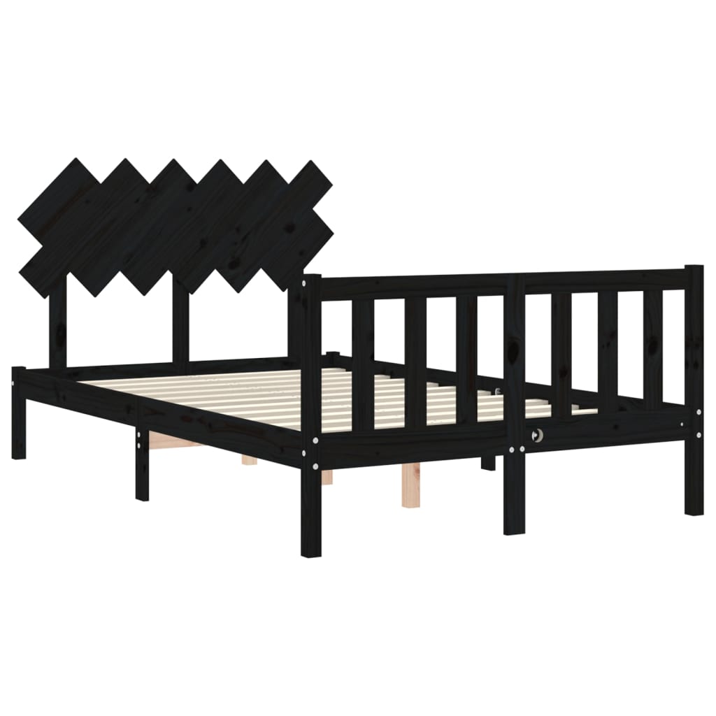 vidaXL Bedframe met hoofdbord massief hout zwart