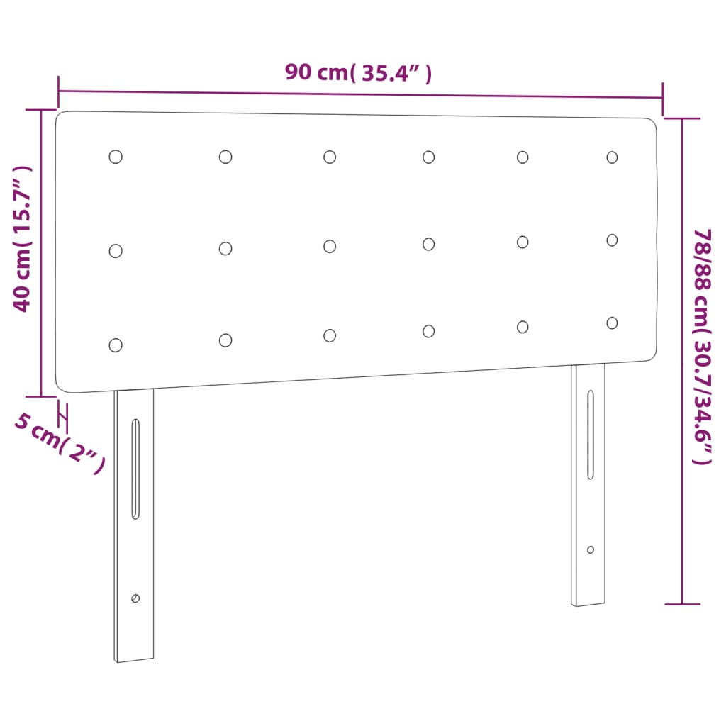 vidaXL Hoofdbord LED 90x5x78/88 cm stof donkergrijs