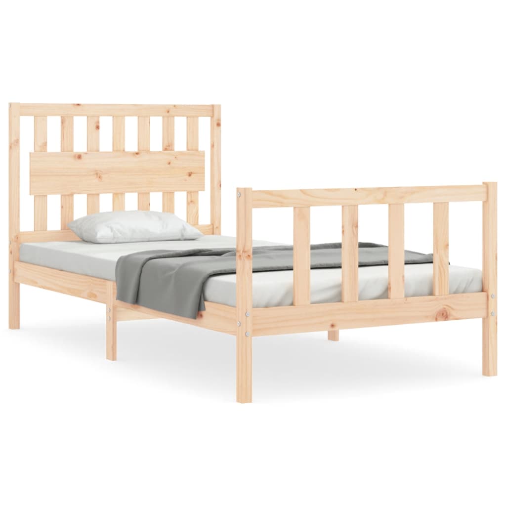 vidaXL Bedframe met hoofdbord massief hout 100x200 cm