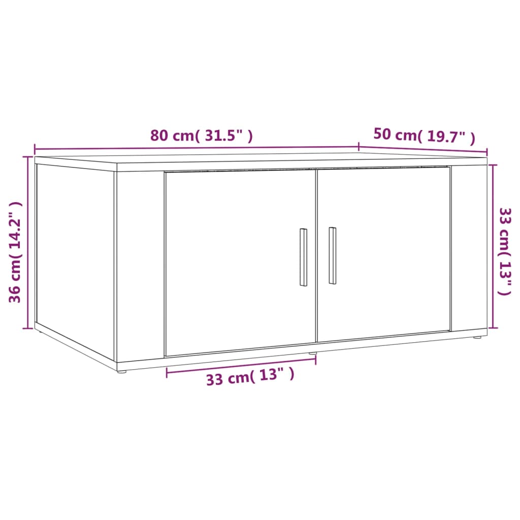 vidaXL Salontafel 80x50x36 cm bewerkt hout hoogglans wit