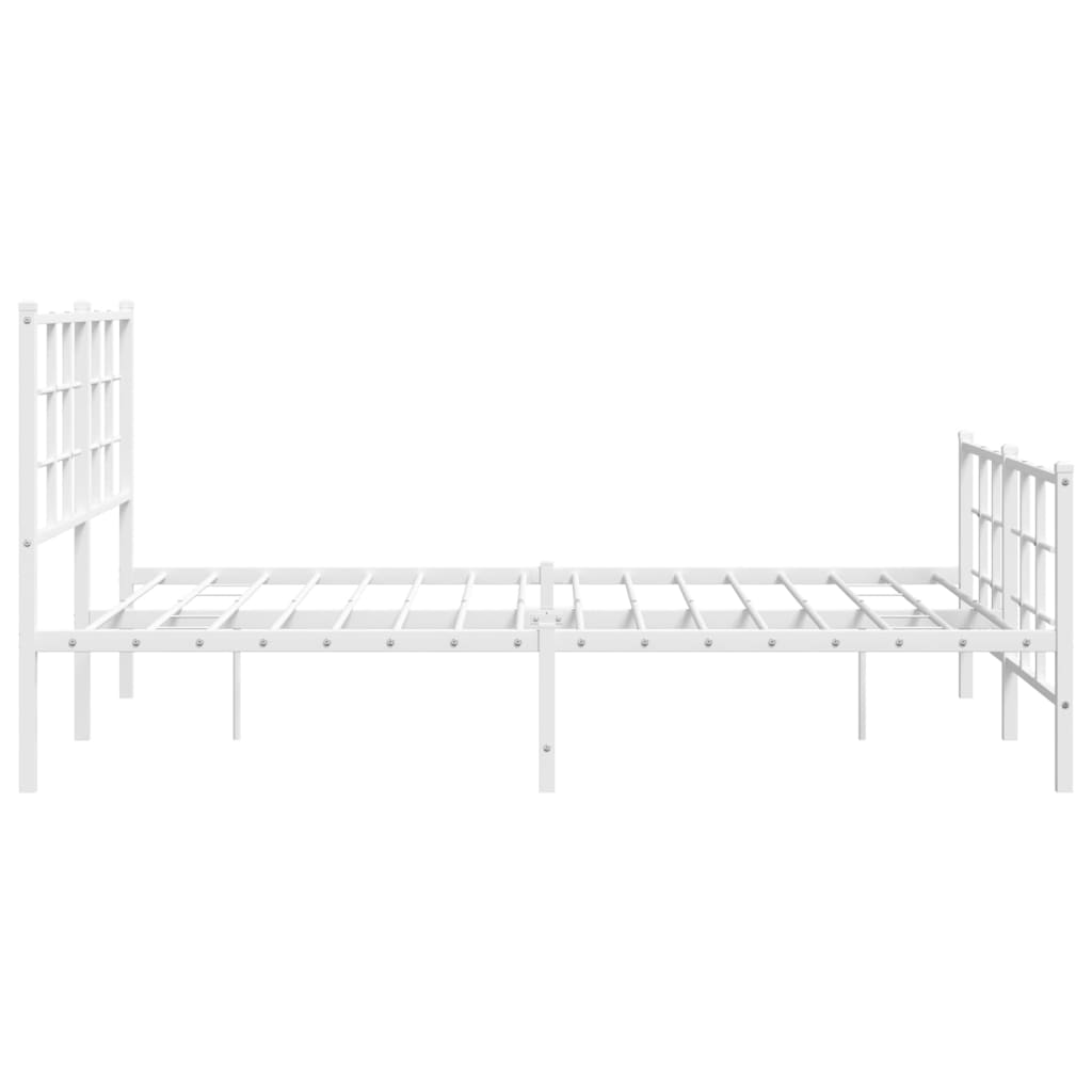 vidaXL Bedframe met hoofd- en voeteneinde metaal wit 140x190 cm