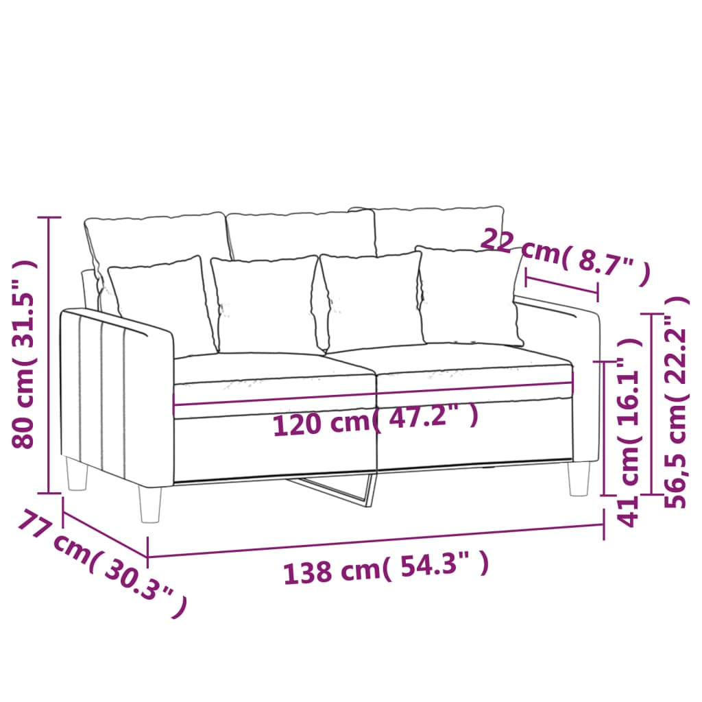 vidaXL Tweezitsbank 120 cm fluweel lichtgrijs