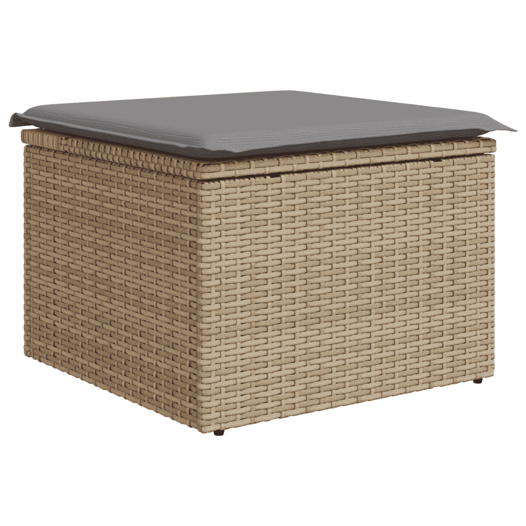 vidaXL 4-delige Loungeset met kussens poly rattan beige