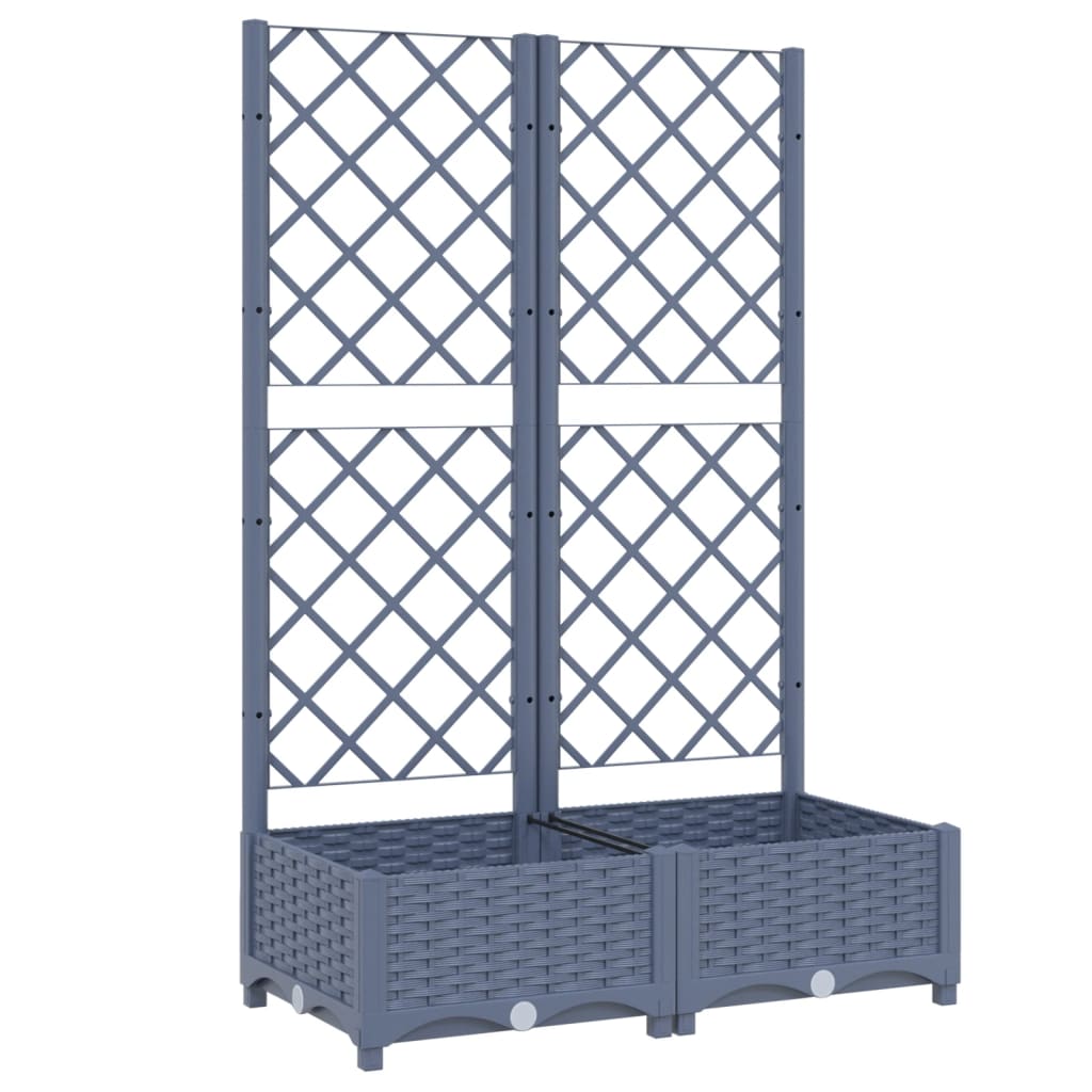 vidaXL Plantenbak met latwerk 80x40x121,5 cm polypropeen donkergrijs