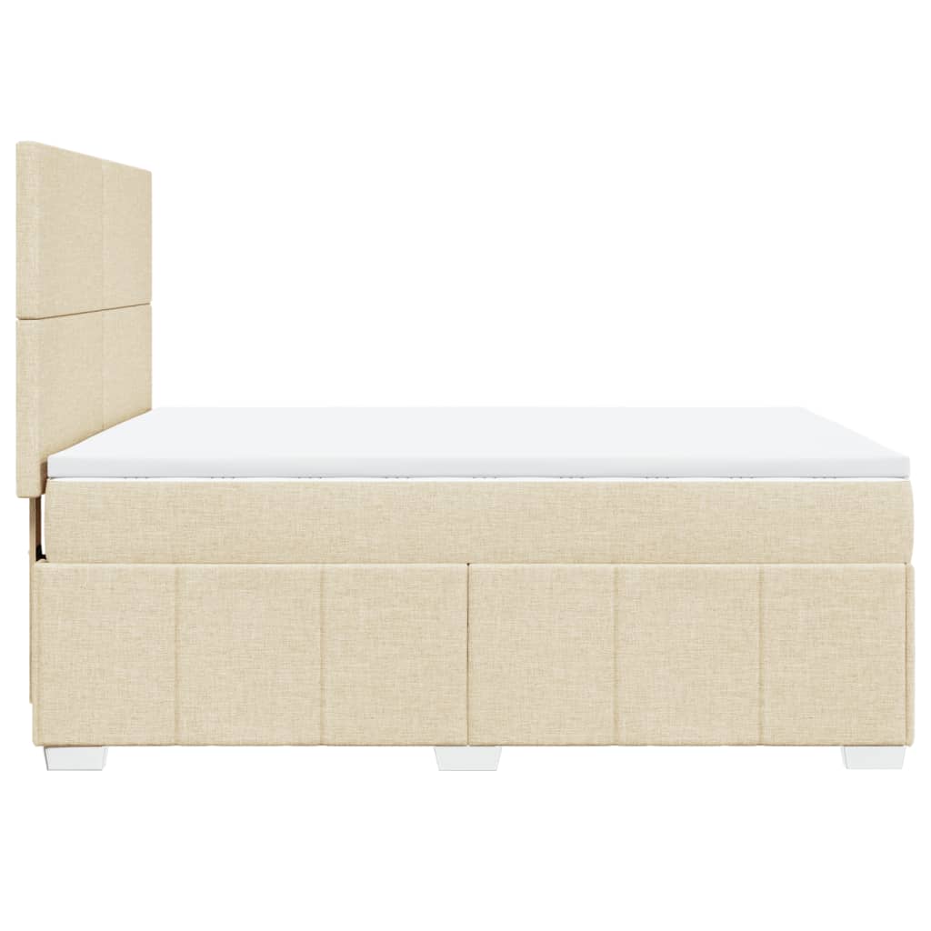 vidaXL Boxspring met matras stof crèmekleurig 160x200 cm