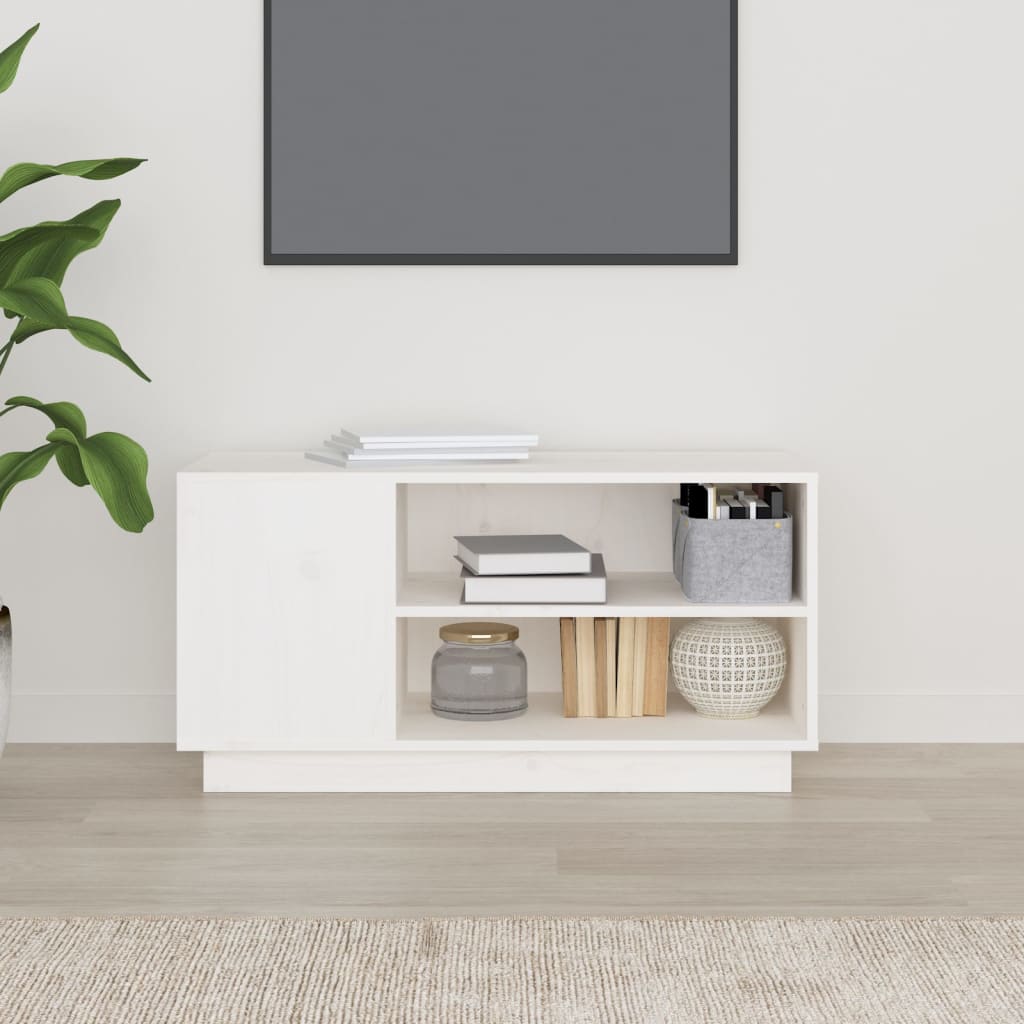 vidaXL Tv-meubel 80x35x40,5 cm massief grenenhout wit