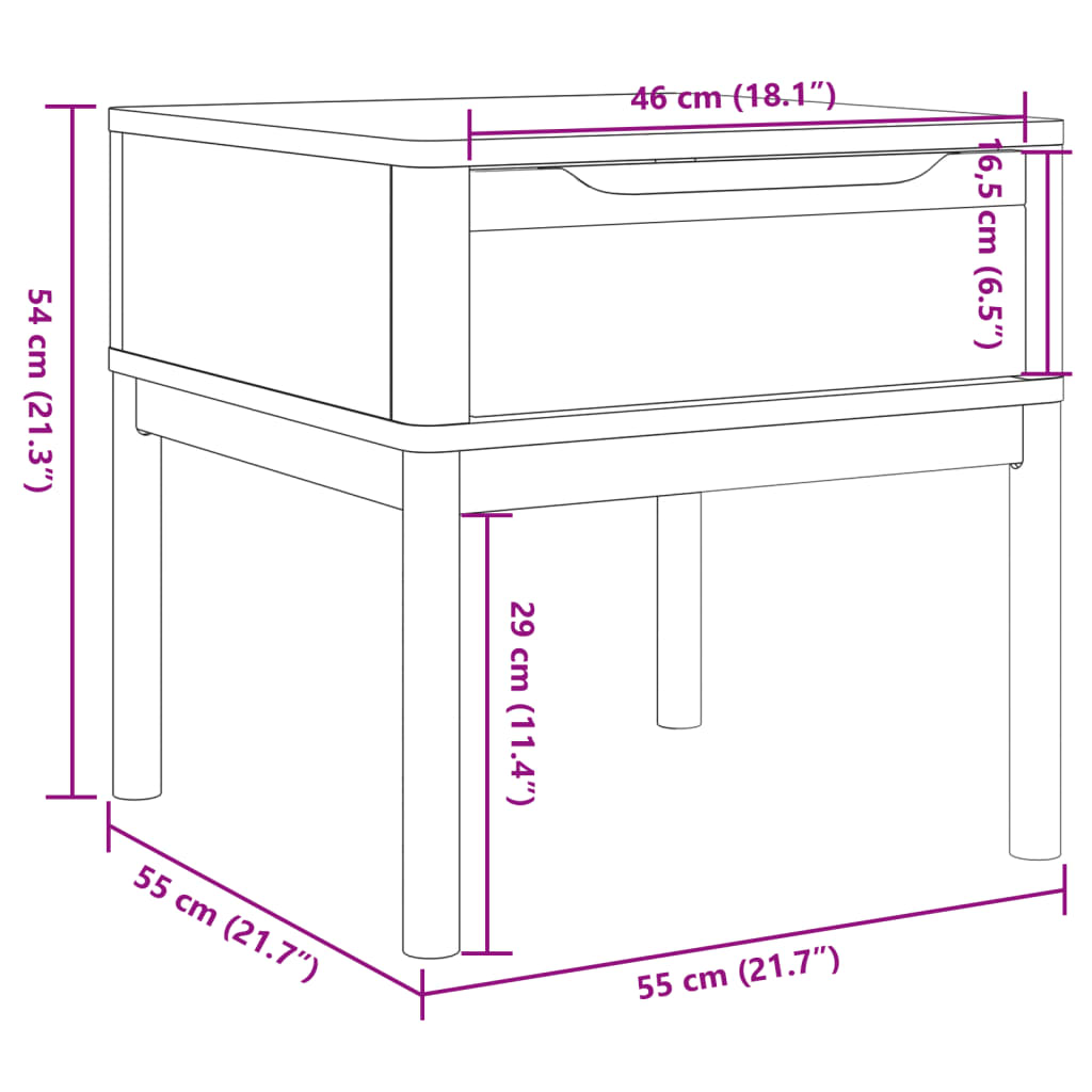 vidaXL Lamptafel FLORO 55x55x54 cm massief grenenhout grijs