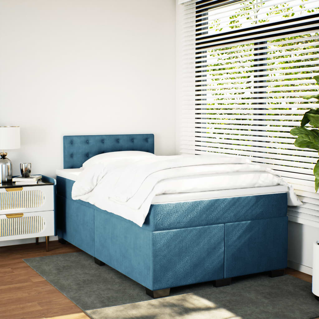 vidaXL Boxspring met matras fluweel blauw 120x190 cm