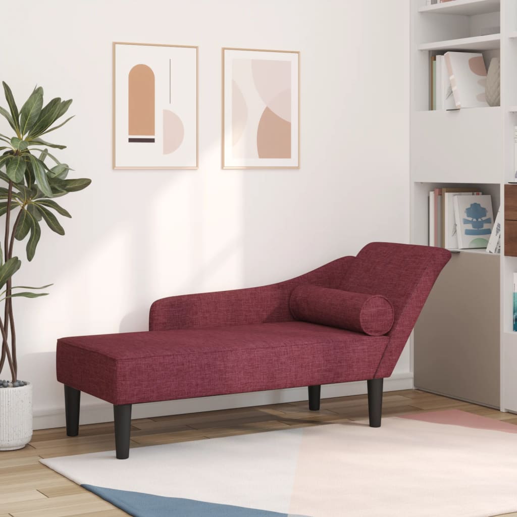 vidaXL Chaise longue met kussens stof wijnrood