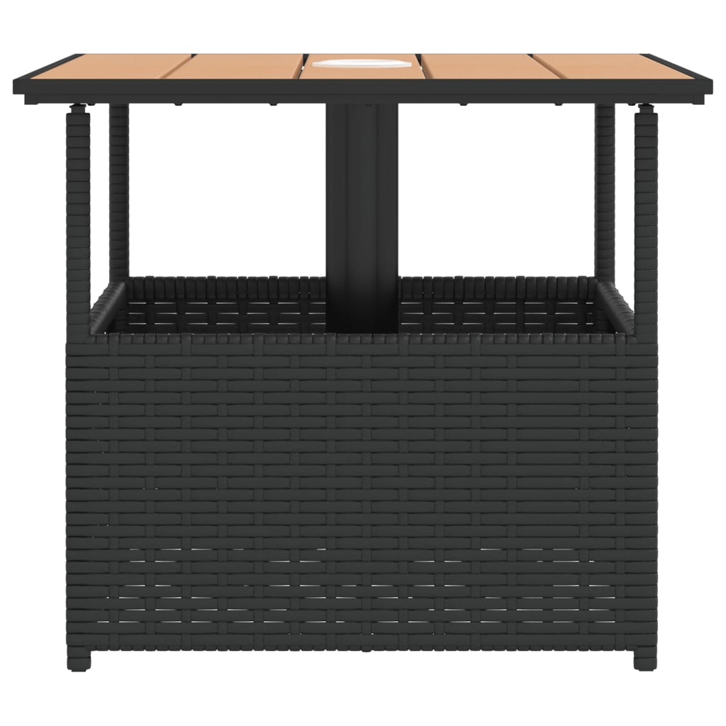 vidaXL Tuintafel met parasolgat 55x55x46,5 cm poly rattan zwart