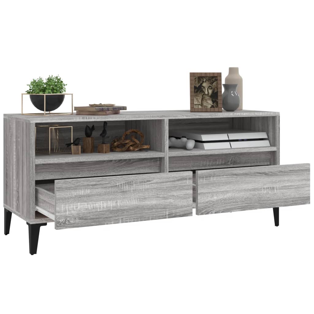 vidaXL Tv-meubel 100x34,5x44,5 cm bewerkt hout grijs sonoma eikenkleur