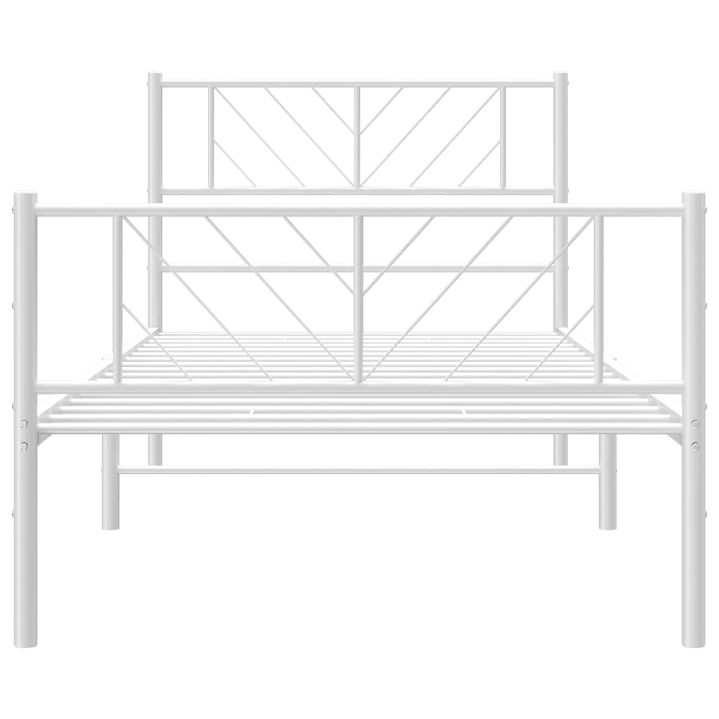 vidaXL Bedframe met hoofd- en voeteneinde metaal wit 90x200 cm