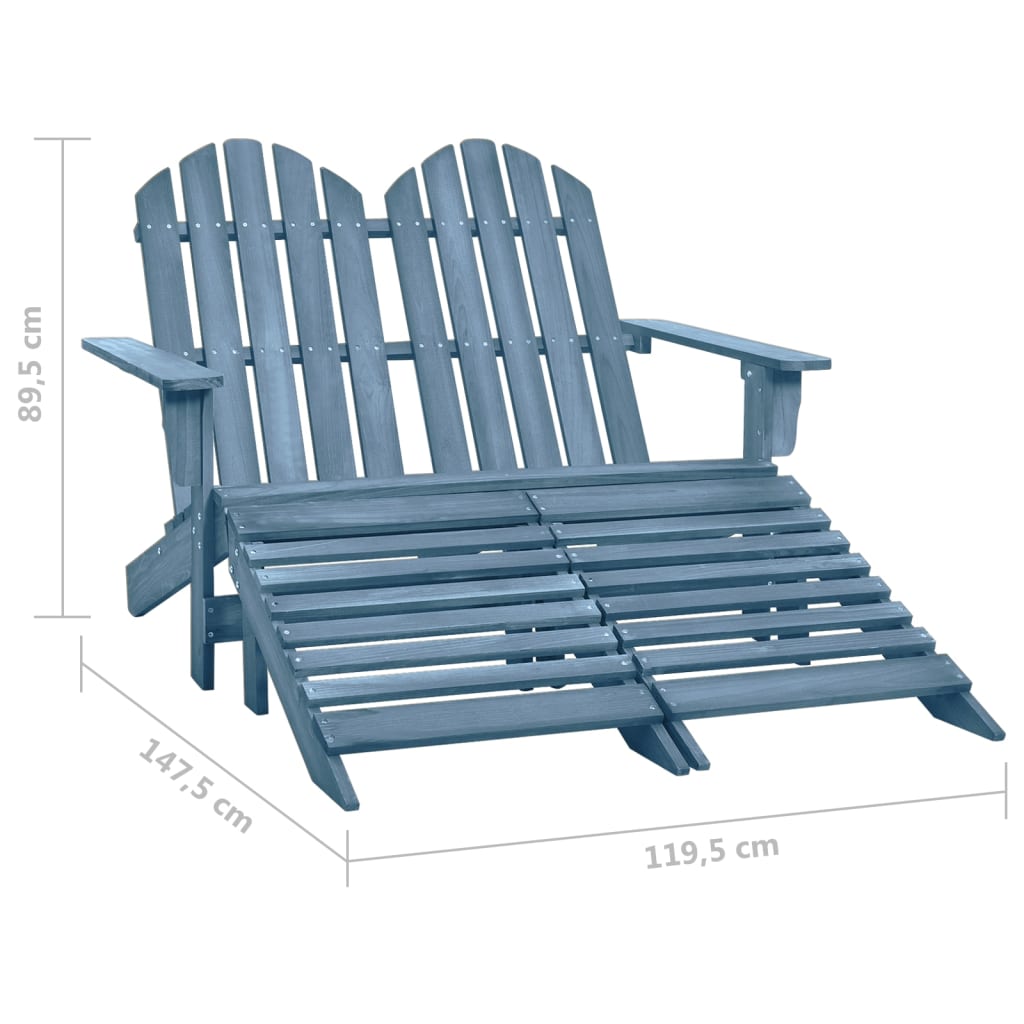 vidaXL Tuinstoel 2-zits Adirondack met voetenbank vurenhout blauw