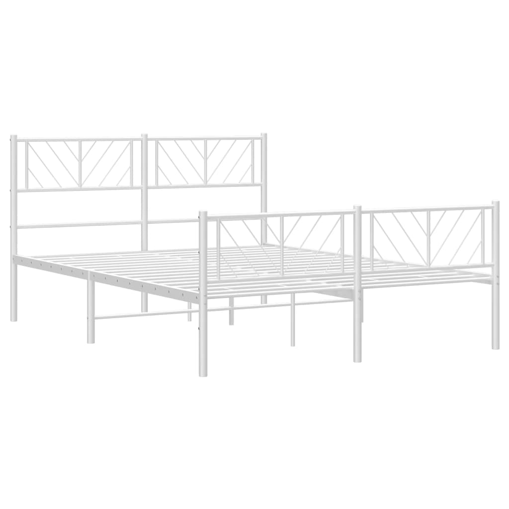 vidaXL Bedframe met hoofd- en voeteneinde metaal wit 120x200 cm