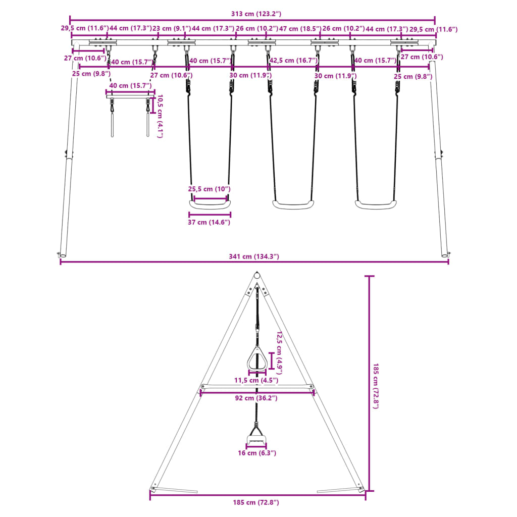 vidaXL Schommelset met schommels en trapeze