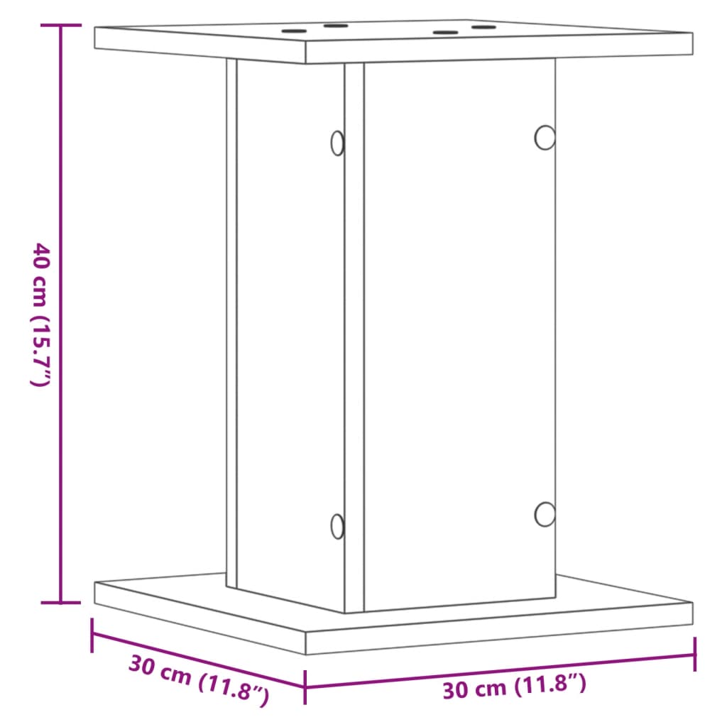 vidaXL Speakerstandaards 2 st 30x30x40 cm bewerkt hout oud houtkleurig