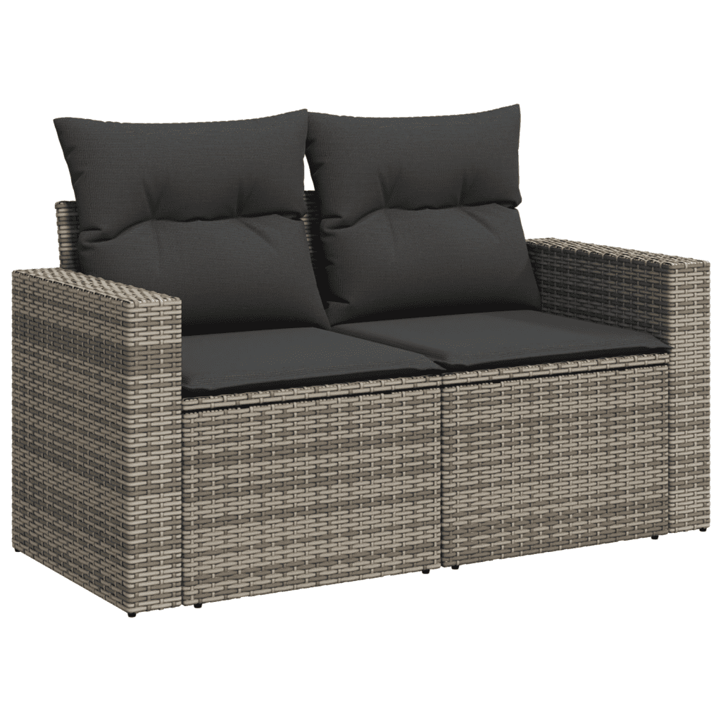 vidaXL 5-delige Loungeset met kussens poly rattan grijs