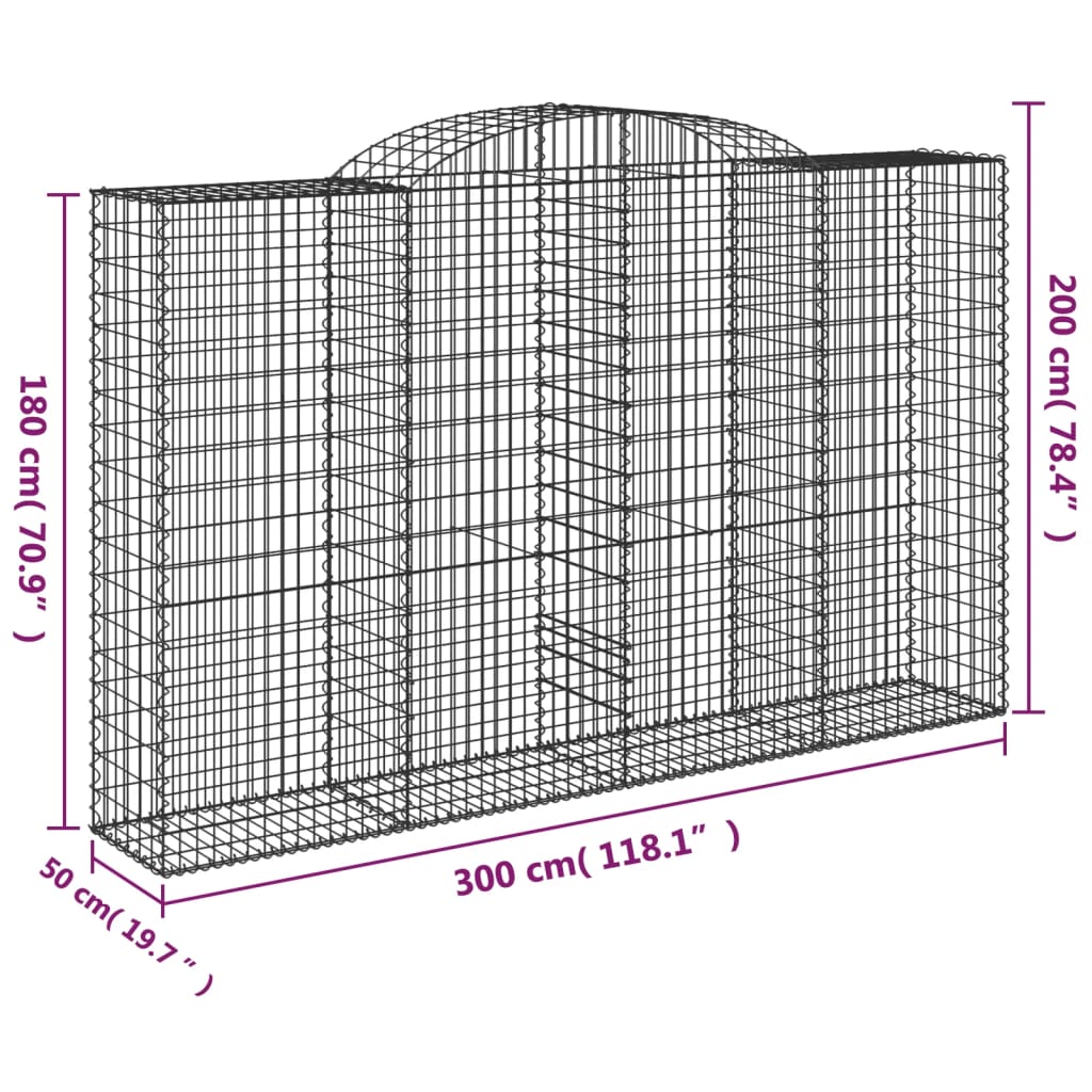 vidaXL Schanskorven 12 st gewelfd 300x50x180/200 cm ijzer