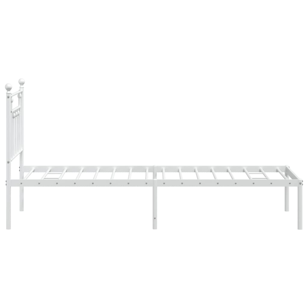 vidaXL Bedframe met hoofdbord zonder matras metaal wit 75x190 cm