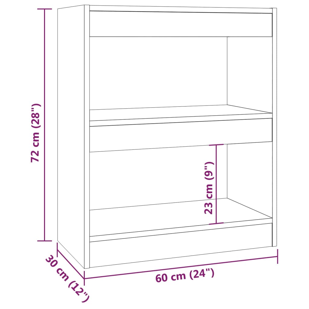 vidaXL Boekenkast / kamerscherm 60x30x72 cm sonoma eikenkleurig