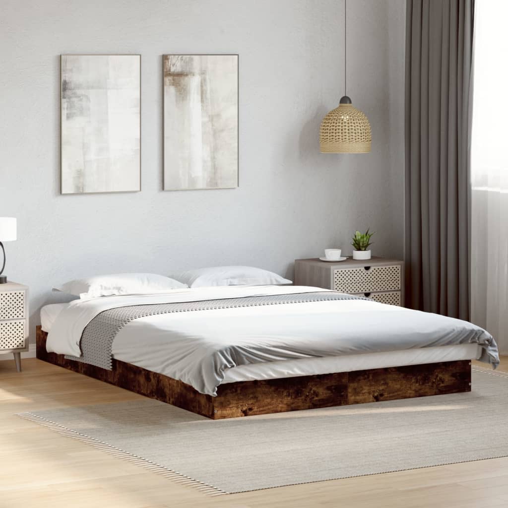 vidaXL Bedframe zonder matras hout gerookt eikenkleurig 120x200 cm