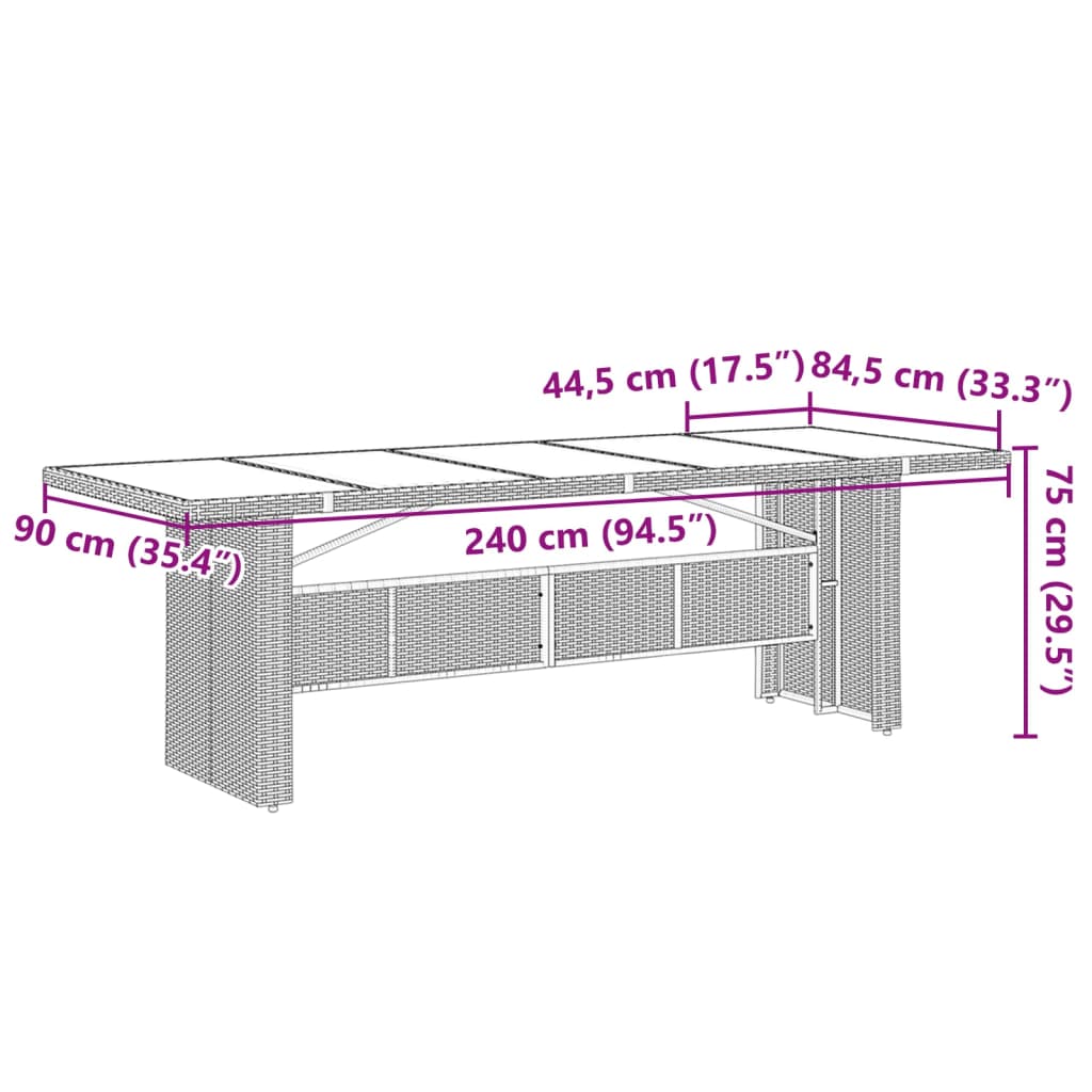 vidaXL 7-delige Tuinset met kussens poly rattan grijs