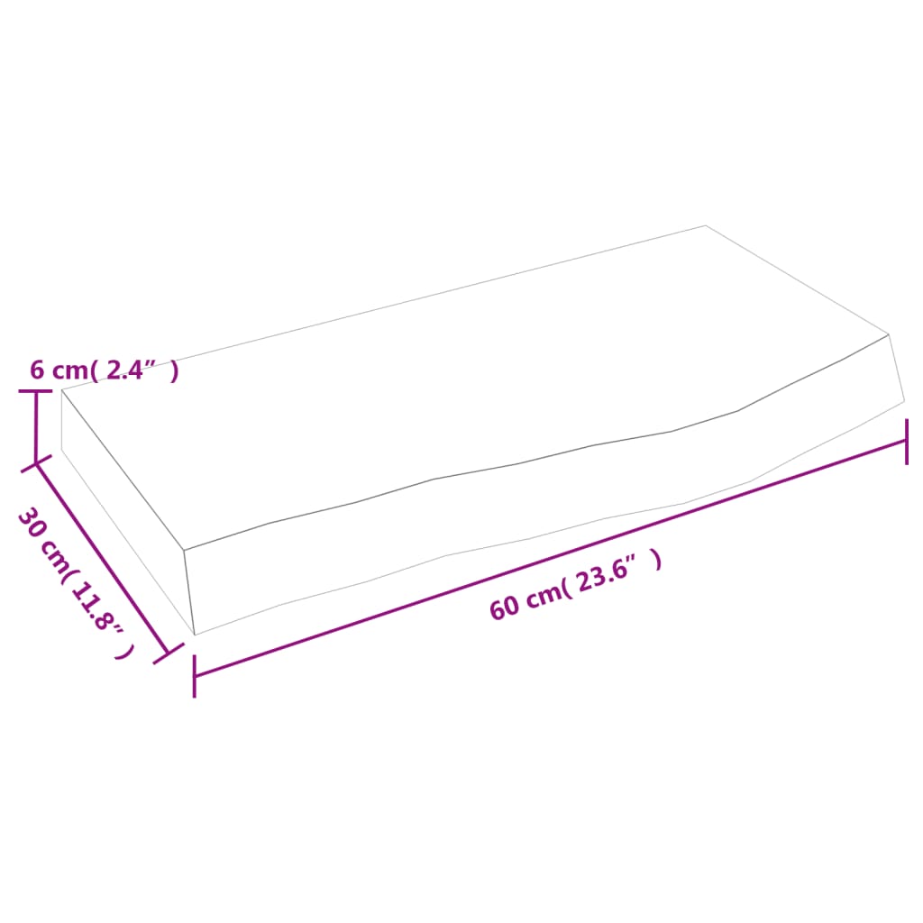 vidaXL Wastafelblad 60x30x(2-6) cm onbehandeld massief hout