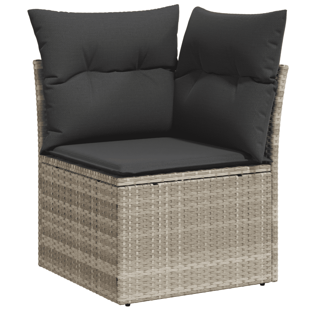 vidaXL 8-delige Loungeset met kussens poly rattan lichtgrijs