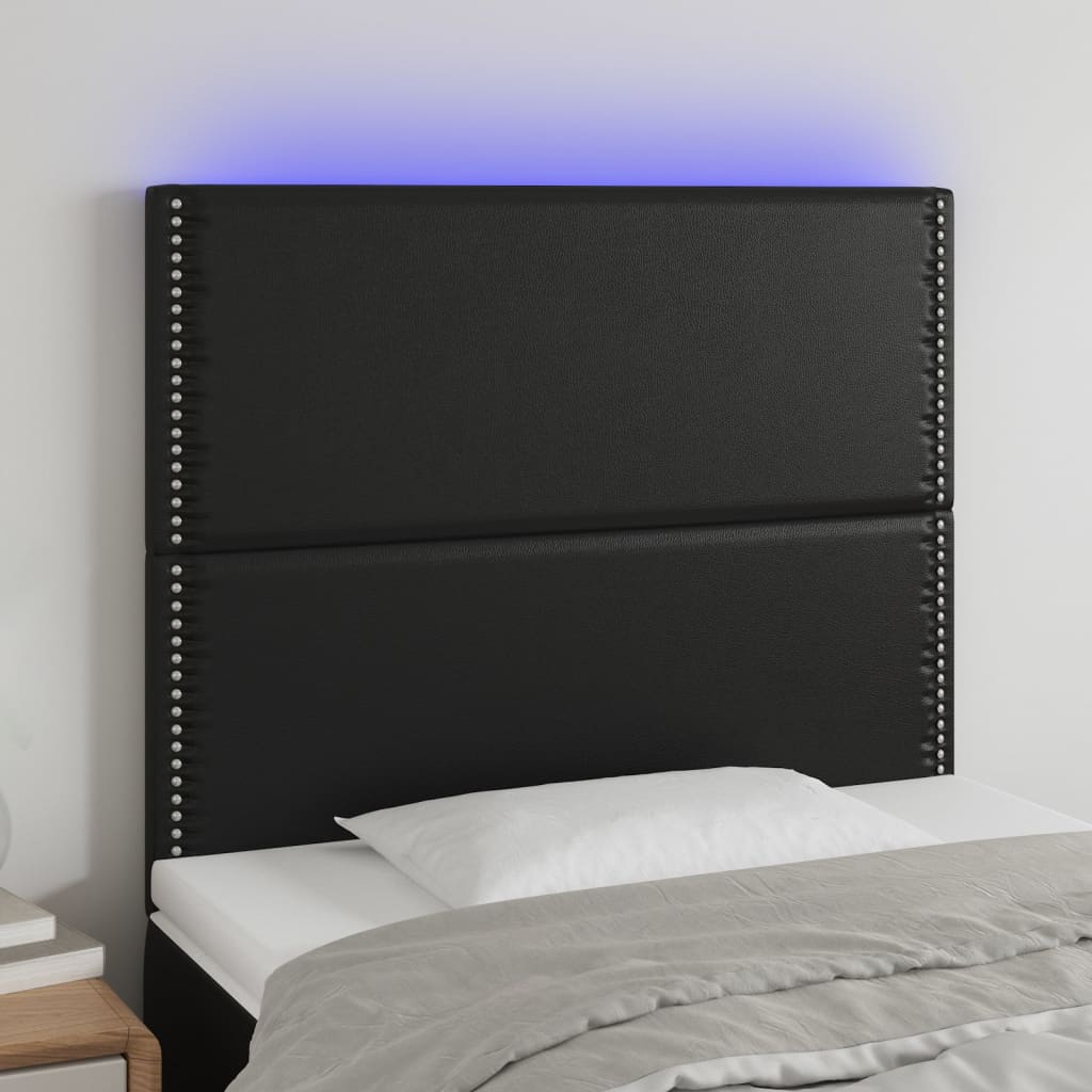 vidaXL Hoofdbord LED 80x5x118/128 cm kunstleer zwart