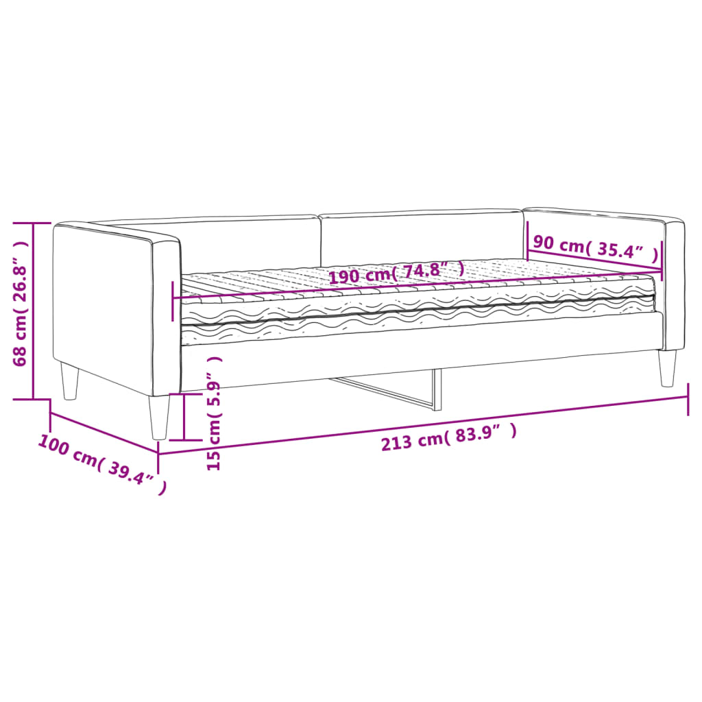 vidaXL Slaapbank met matras 90x190 cm stof zwart