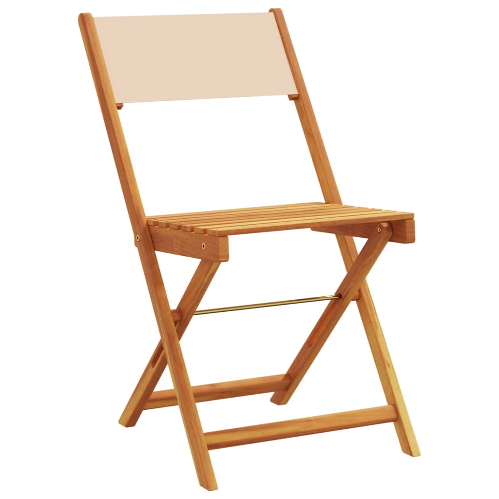 vidaXL Bistrostoelen 2 st massief acaciahout en stof beige