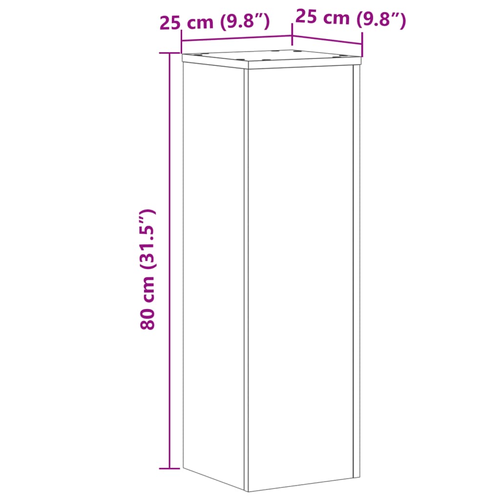 vidaXL Plantenstandaards 2 st 25x25x80 cm bewerkt hout bruin eiken