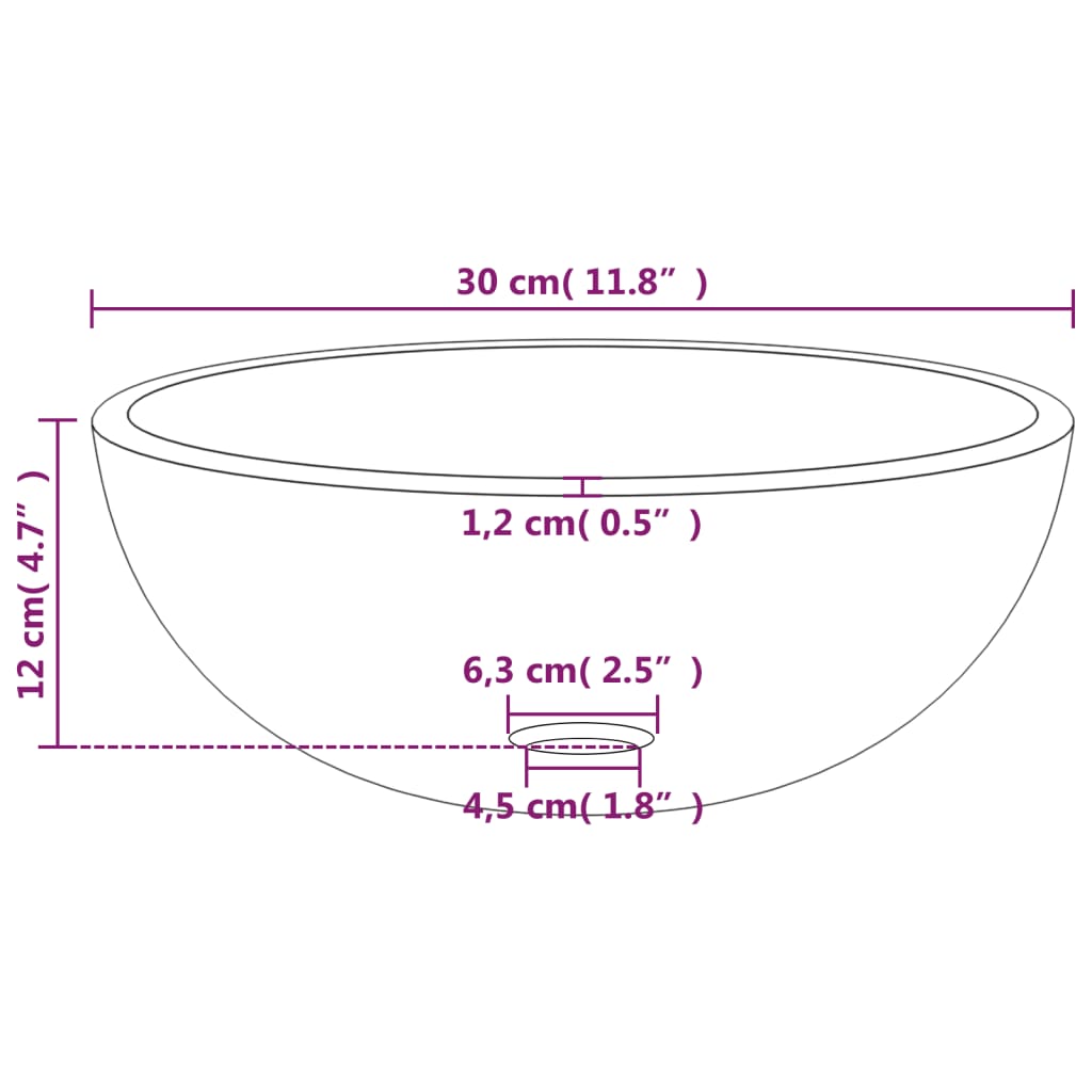 vidaXL Wasbak 30x12 cm gehard glas mat