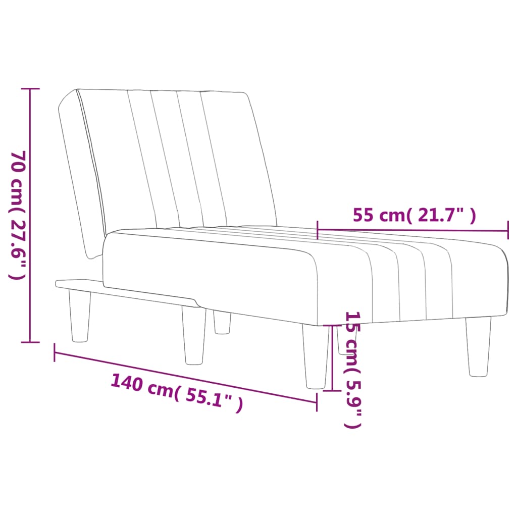 vidaXL Chaise longue stof lichtgrijs