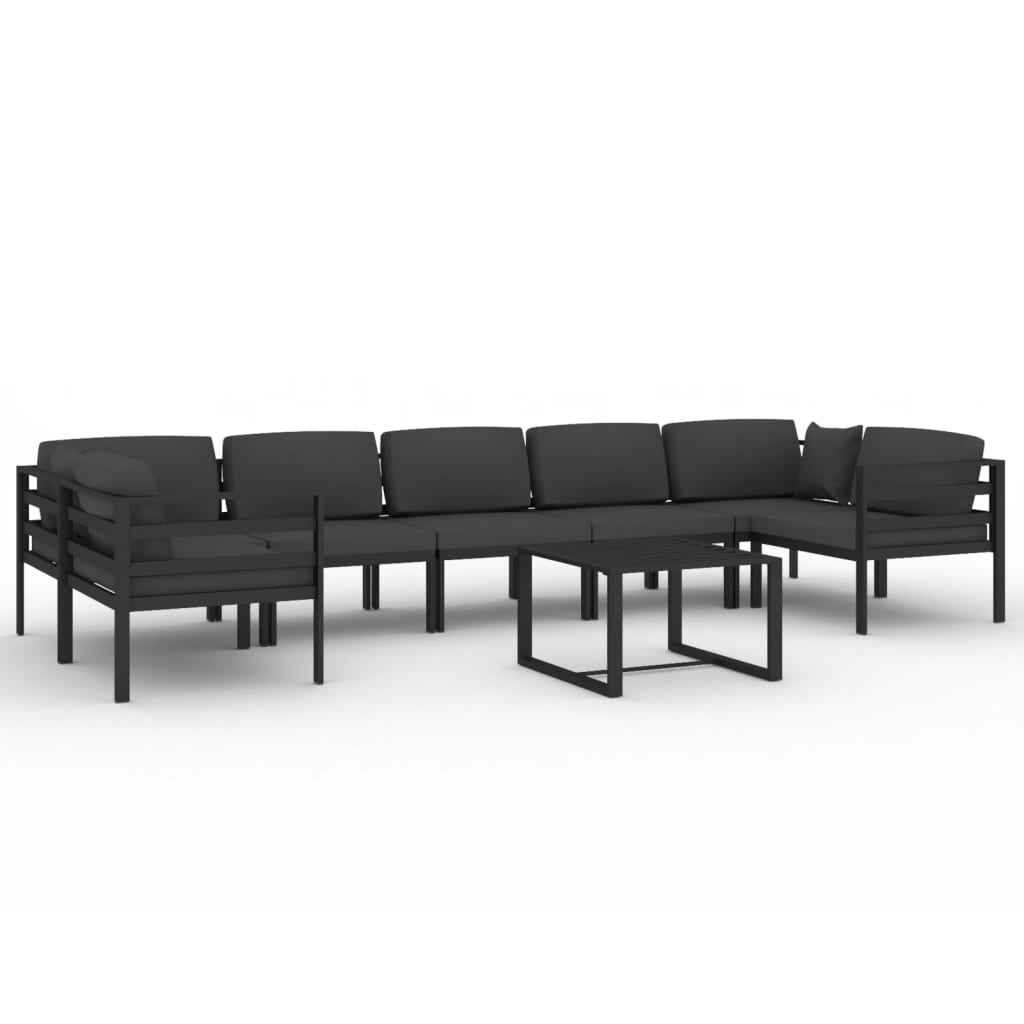 vidaXL 8-delige Loungeset met kussens aluminium antracietkleurig