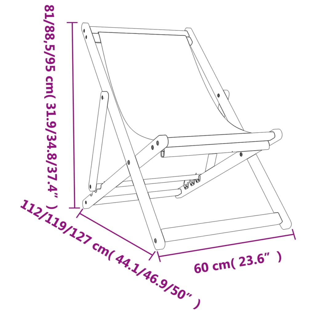 vidaXL Strandstoelen 2 st inklapbaar stof zwart