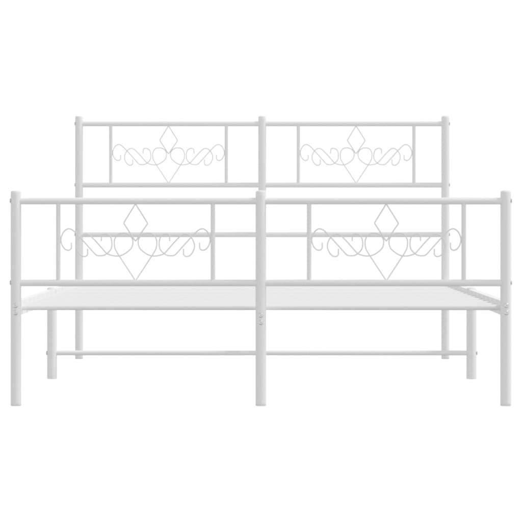 vidaXL Bedframe met hoofd- en voeteneinde metaal wit 140x190 cm