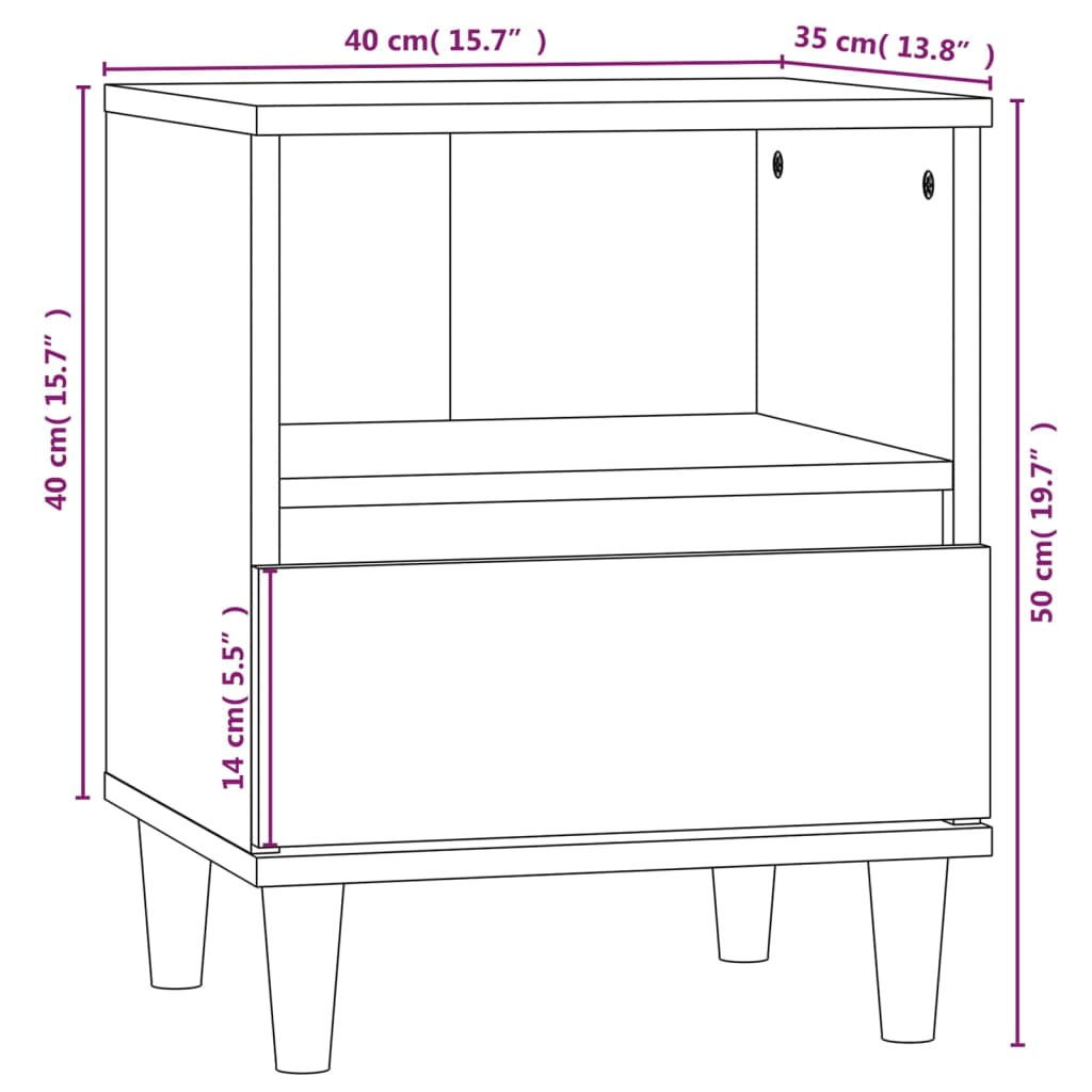 vidaXL Nachtkastjes 2 st 40x35x50 cm wit