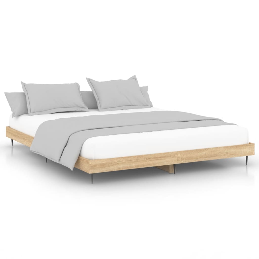 vidaXL Bedframe bewerkt hout sonoma eikenkleurig 200x200 cm