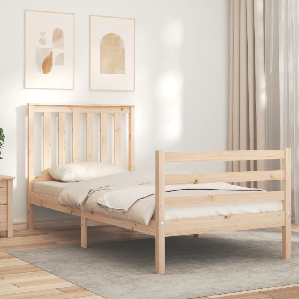 vidaXL Bedframe met hoofdbord massief hout