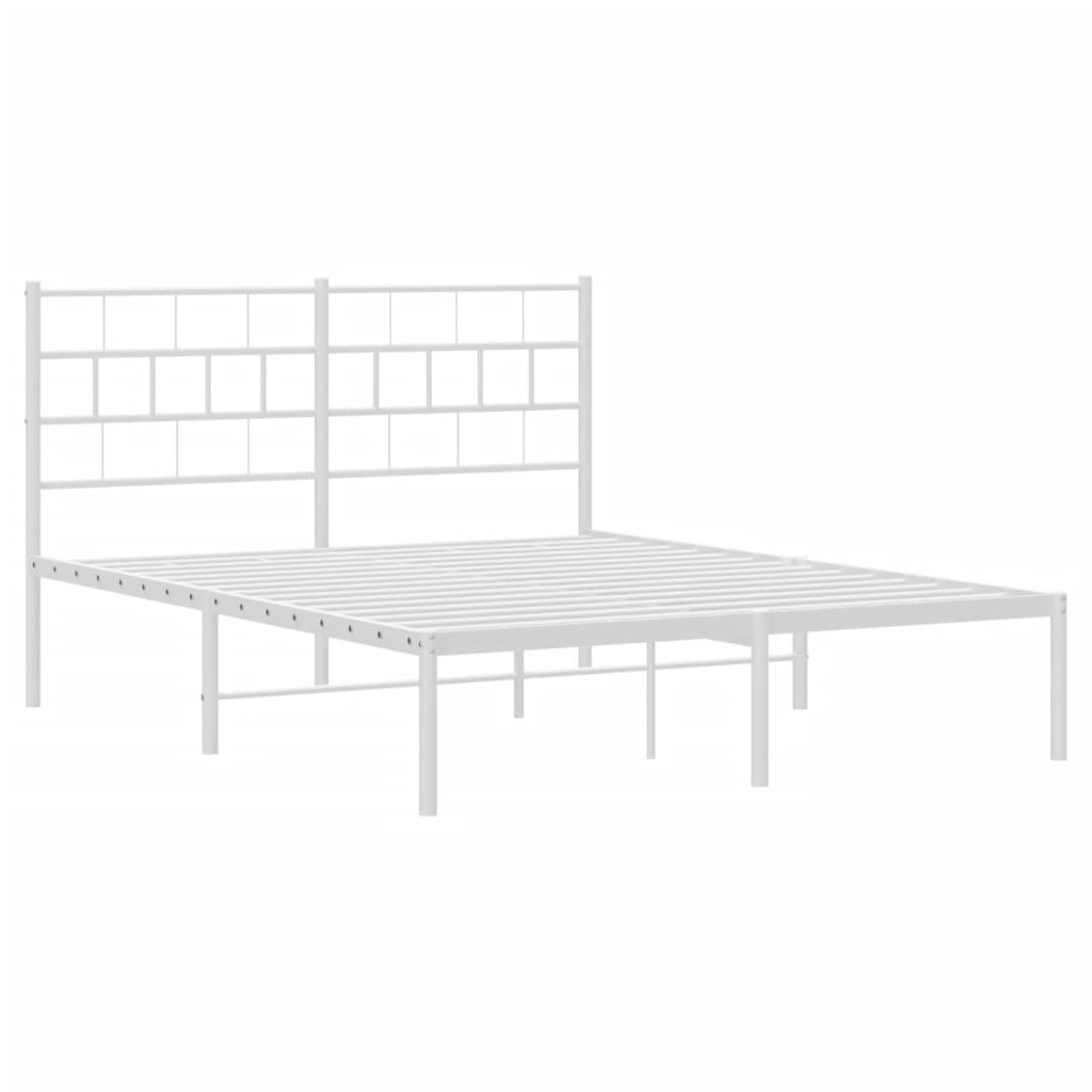 vidaXL Bedframe met hoofdbord metaal wit 140x190 cm