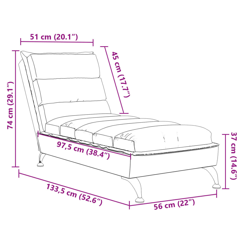 vidaXL Chaise longue met kussens stof crèmekleurig