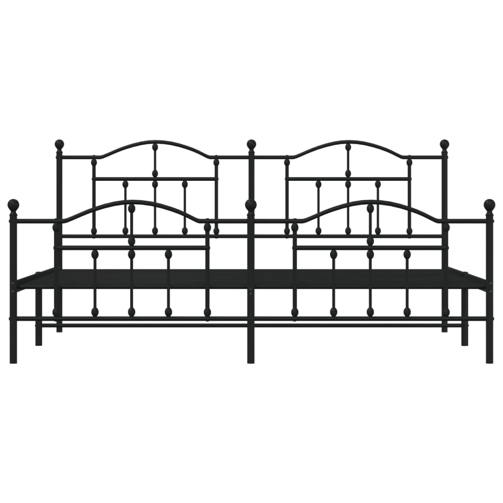 vidaXL Bedframe met hoofd- en voeteneinde metaal zwart 200x200 cm