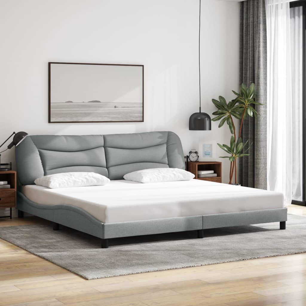 vidaXL Bedframe zonder matras stof lichtgrijs 200x200 cm