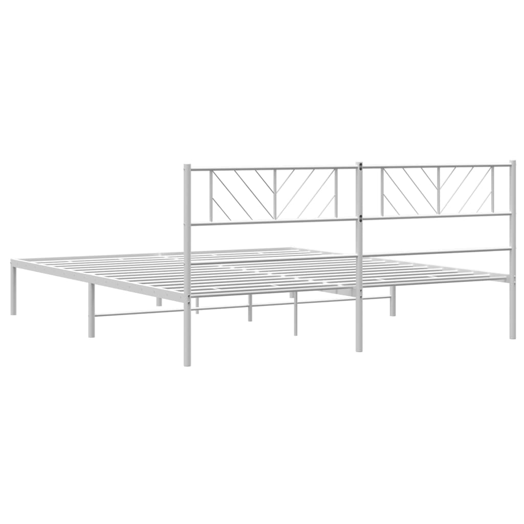 vidaXL Bedframe met hoofdbord metaal wit 193x203 cm