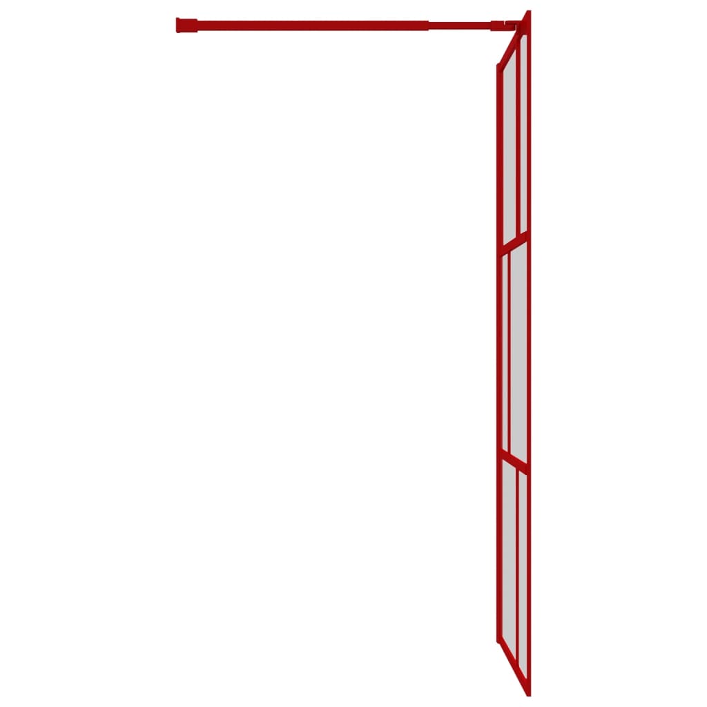 vidaXL Inloopdouchewand transparant 115x195 cm ESG-glas rood