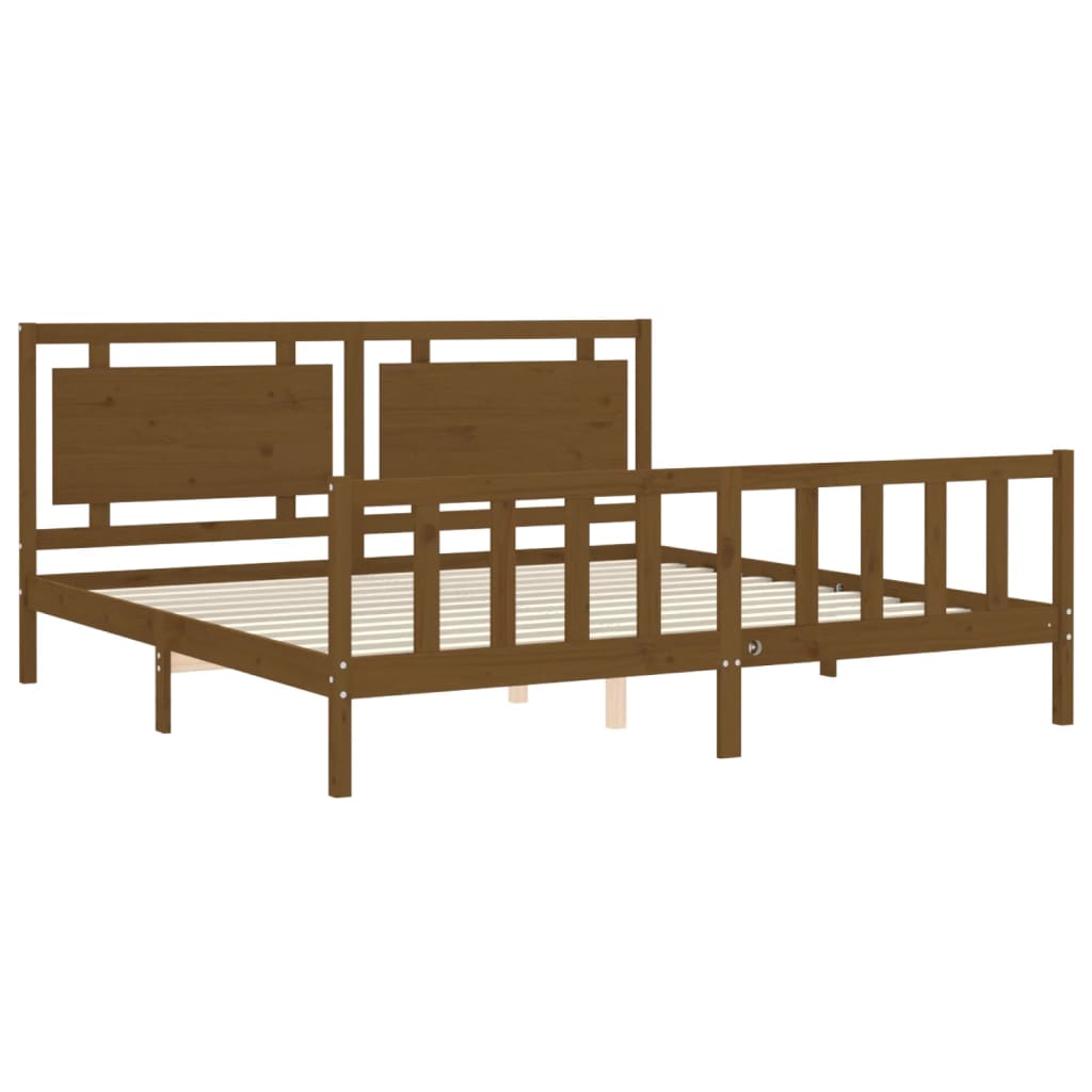 vidaXL Bedframe met hoofdbord massief hout honingbruin 200x200 cm