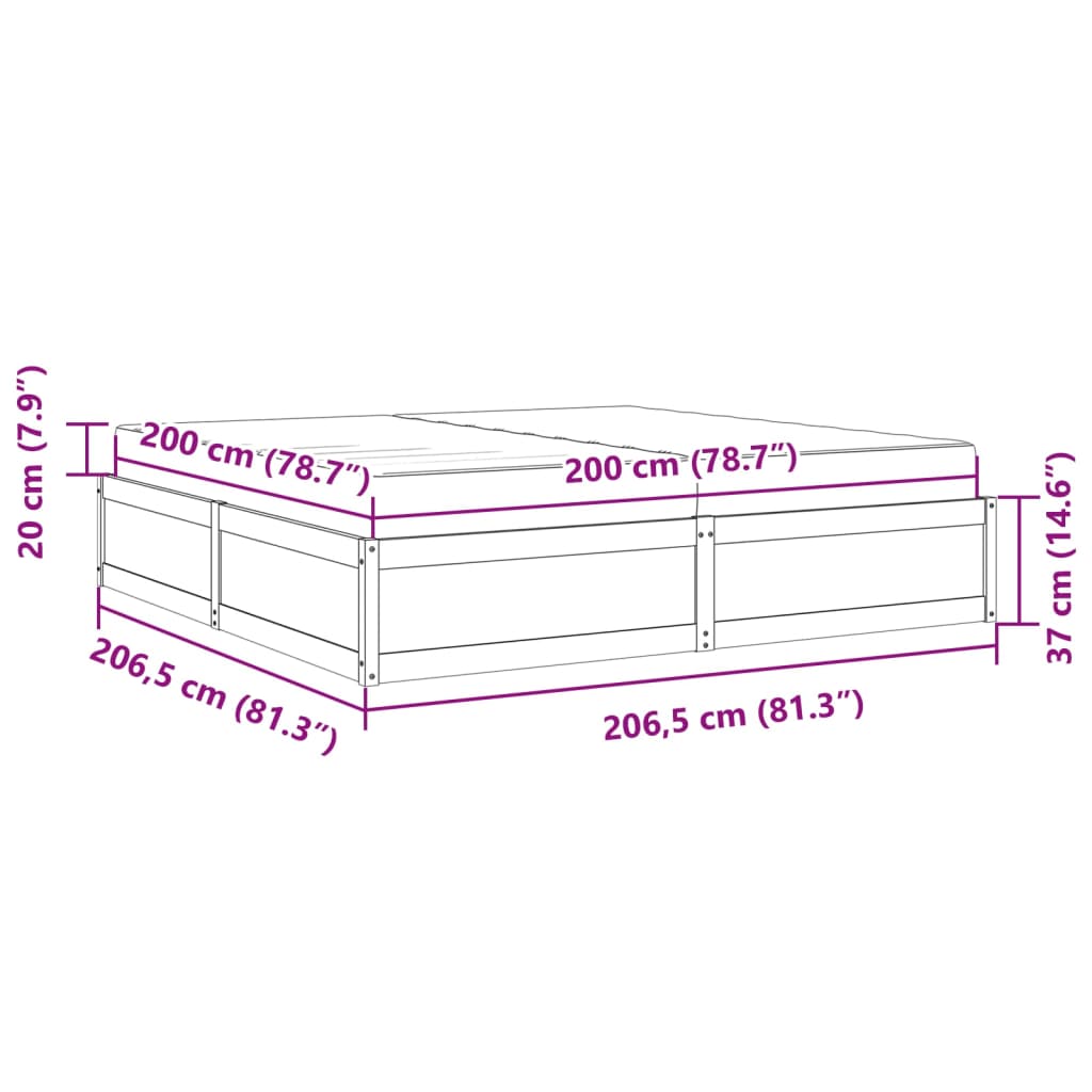 vidaXL Bed met matras massief grenenhout 200x200 cm