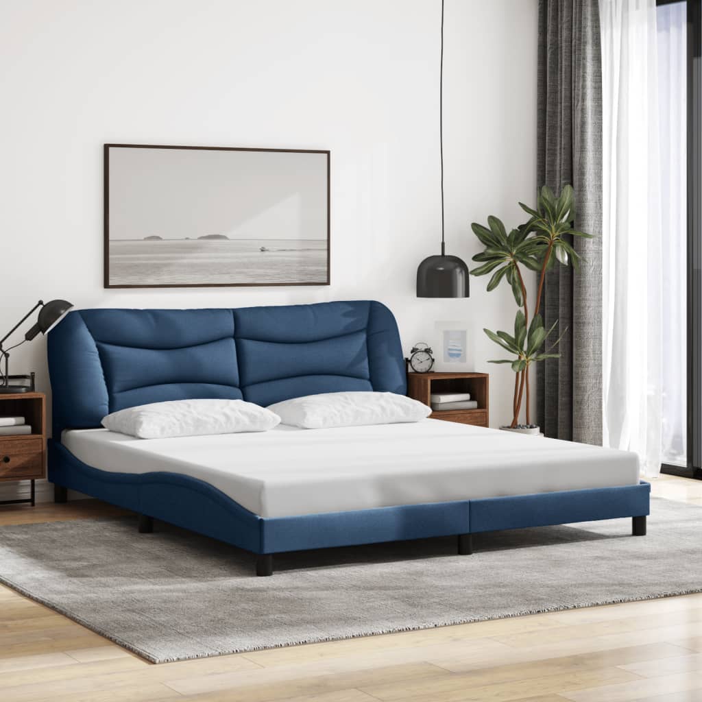 vidaXL Bedframe zonder matras stof blauw 180x200 cm